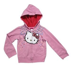 HELLO KITTY Zip Front Hoodie Jacket Size 3T Fun Pockets Sparkle Glitter
